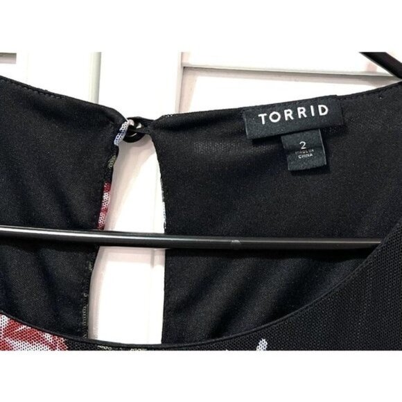 Torrid 2 Women Sleeveless Dress Floral Mesh Lined Stretch Size 2X Party Holiday - Picture 5 of 10